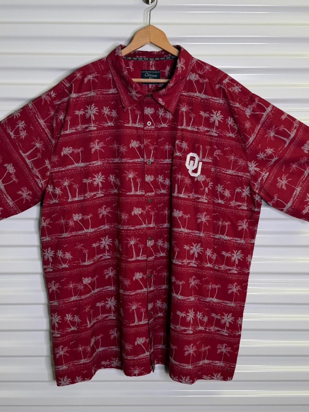 Chiliwear Oklahoma Sooners Hawaiian SS Shirt Mens 2XT Red Palm Sports Button Up